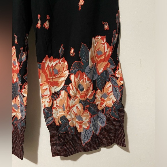 Ett:TWA by Anthropologie black floral wide leg high rise pull on pant - Picture 4 of 6